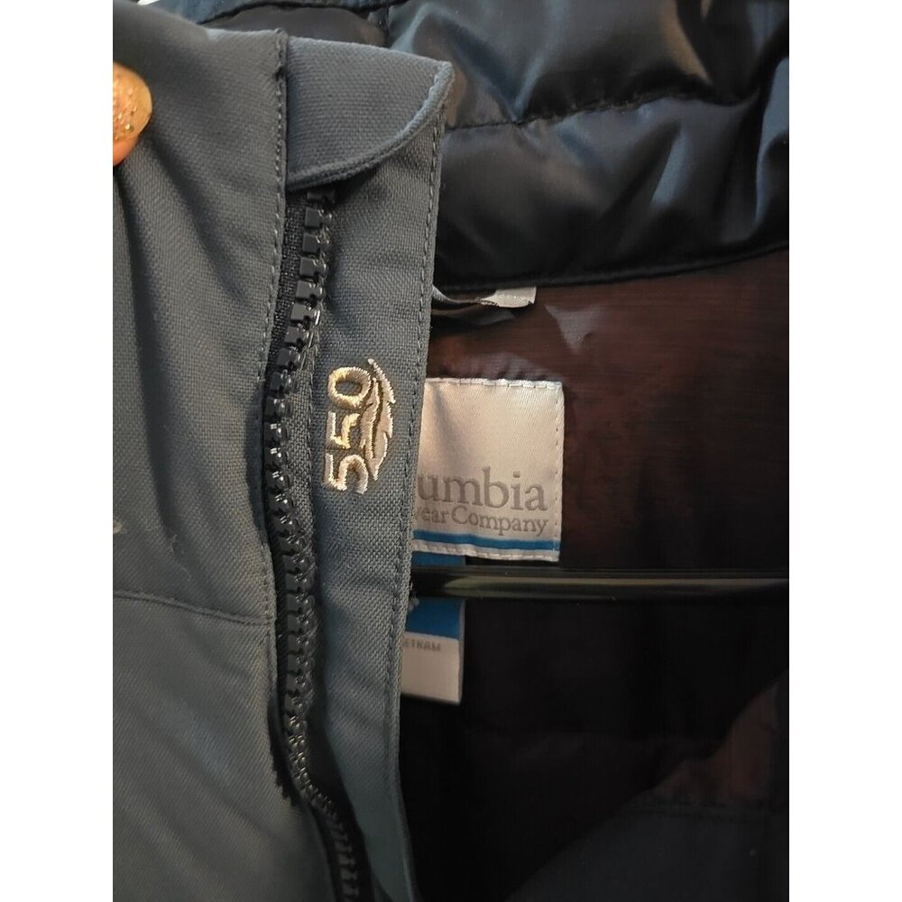 Mens Columbia Navy 550 Puffer Jacket.  Large. Blue. Duck Feather Blend. EUC! - Picture 9 of 13